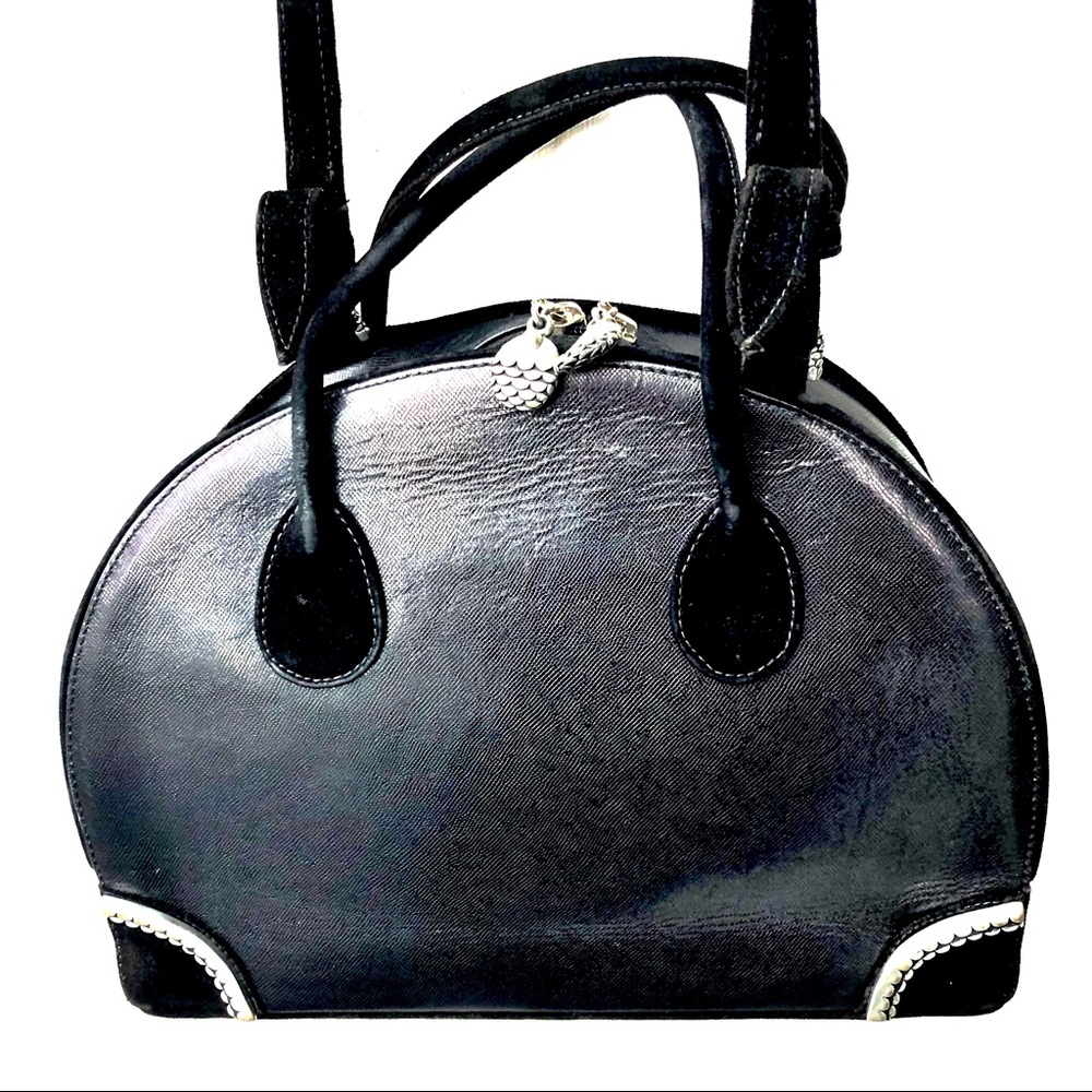 Vincenza Vintage Bowler Shoulder Bag Reptile Footed Handbag 90’s